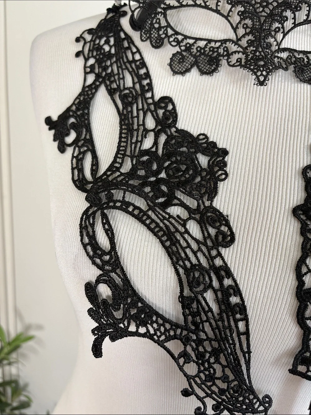 Set of 3 Black Lace Appliqué Masks